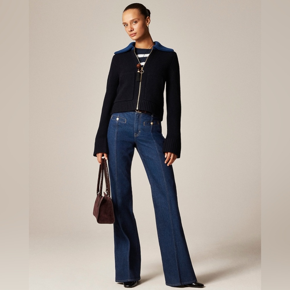 NWT J.Crew Petite New Vintage Flare Jean in Rinse Wash